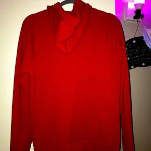 Red Abercrombie and Fitch hoodie.